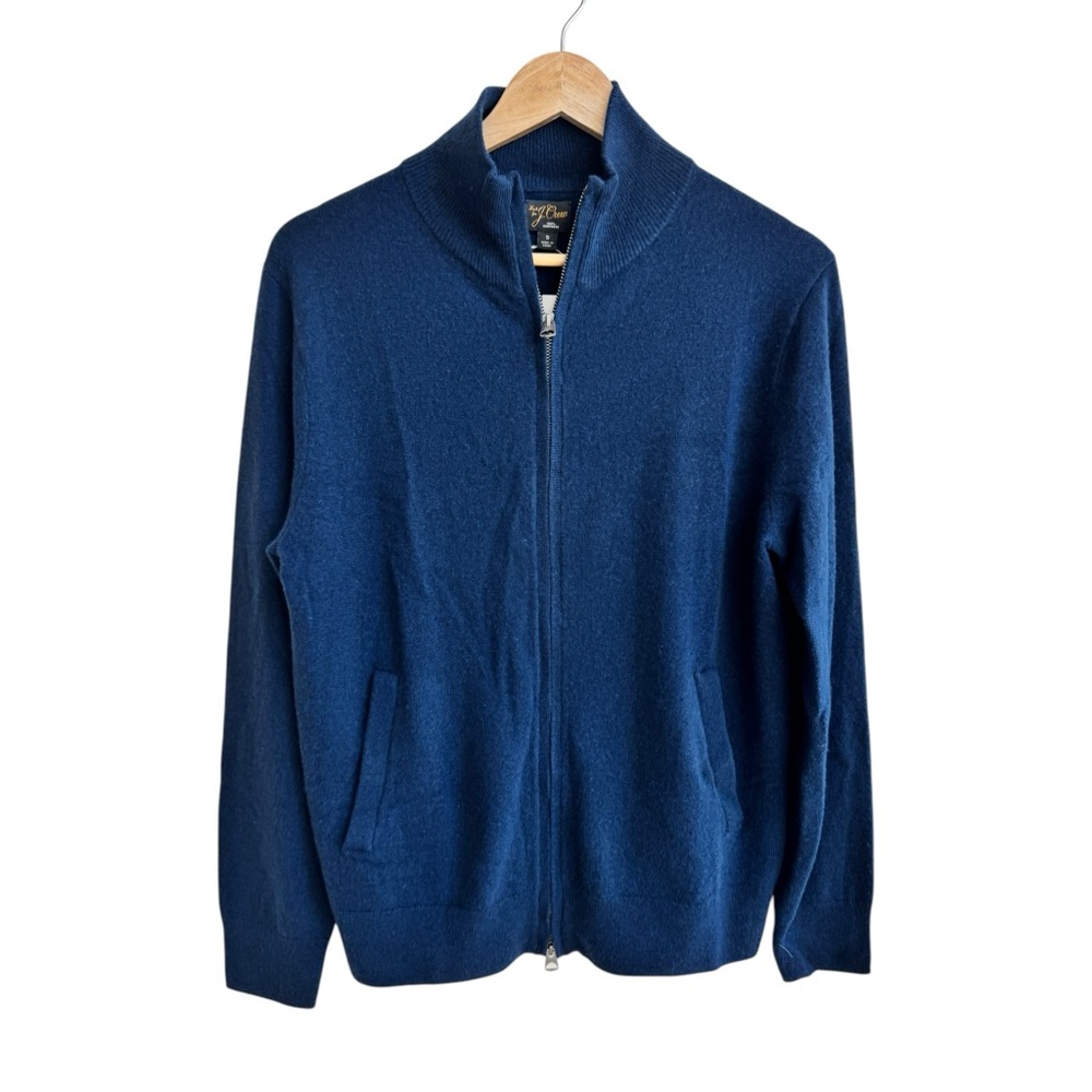J Crew Navy Blue Full Zip Cashmere Sweater Mens Size S NEW - Picture 2 of 10